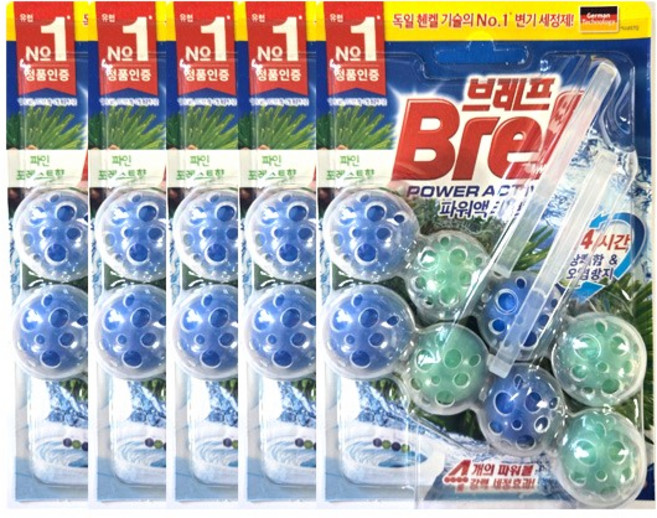 브레프 파워액티브 변기세정제 파인, 50g, 10개