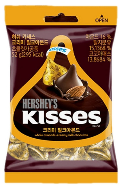 허쉬 키세스 크리미밀크 아몬드 초콜렛, 52g, 3개