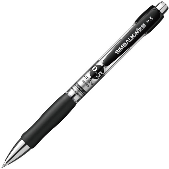 SIMBALION 雄獅 GL-531 自動中性筆 0.5mm, 黑, 12個