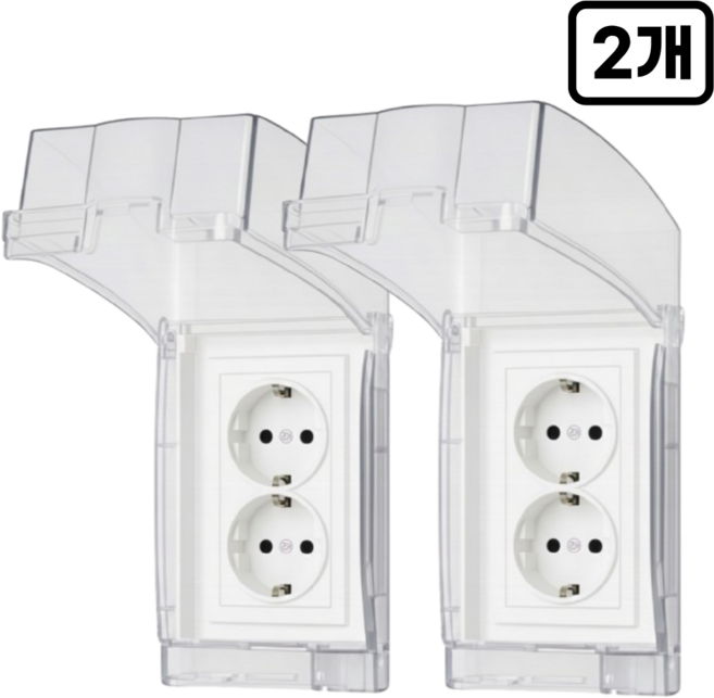 픽포유 무타공 콘센트 방수커버 투명, 2개