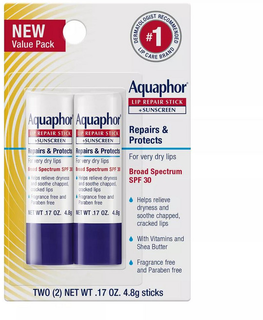 아쿠아포 립 리페어 스틱 SPF30 Aquaphor Lip Balm Repair Stick for Chapped Lips SPF 30 964g, 1개