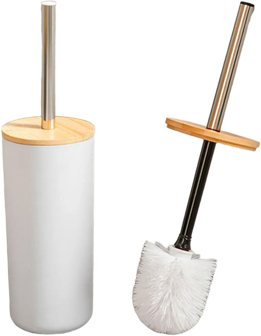 루니텍 화장실 변기솔 호텔감성 원형 스탠드 위생 청소솔, White, 1개