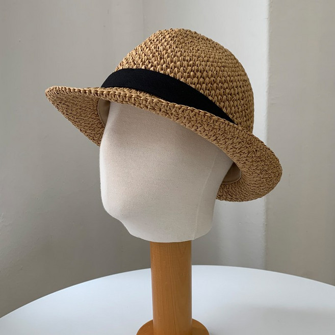 핸드메이드 밀짚 중절모 페도라 남녀공용 여성 남성 모자