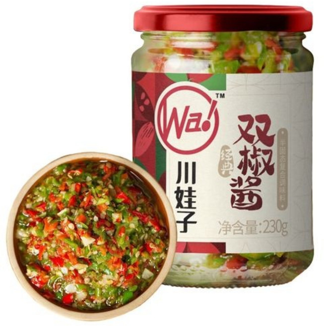 <자매중국식품> shuangjiaojiang 촨와즈 쐉죠쟝 다진고추 고추양념 고추반찬 230g, 1개