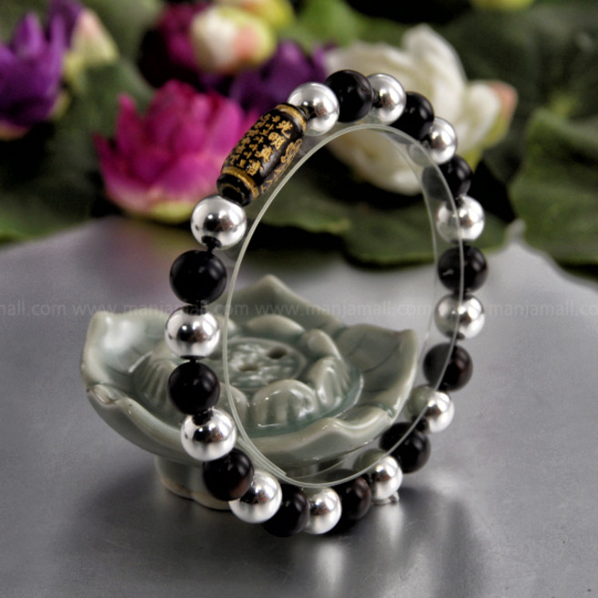 만자몰 광명진언 12지 액운퇴치 은 염주 팔찌