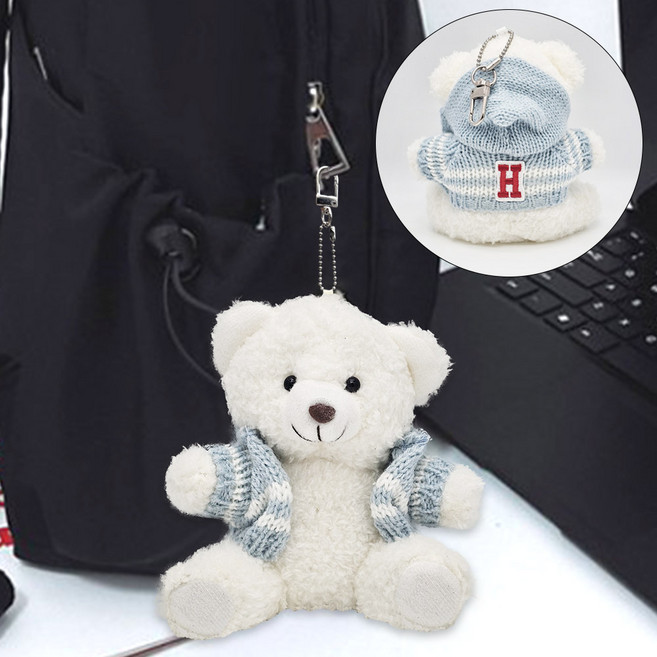 프랜베이 백참 가방 곰돌이 인형 키링, 화이트H