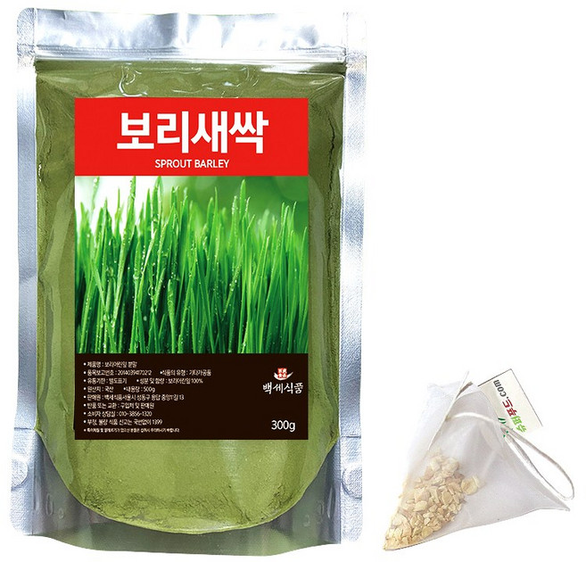 국내산 새싹보리 분말 폴리코사놀 보리 새싹 가루 국산 + 슈퍼푸드.com 연자육 티백, 1세트, ( 팩 300g + 1g )