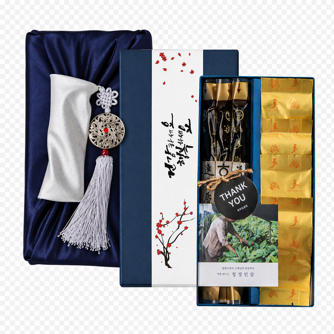 국산 고려 홍삼 정과100g+홍삼 절편100g 답례품 선물 세트 보자기(네이비+노리개)+쇼핑백, 200g, 1개, 건강하세요행복하세요
