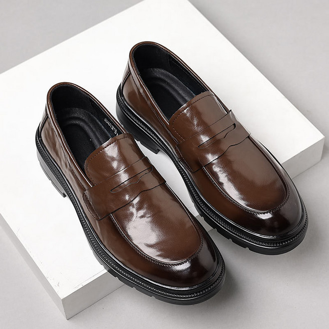 Asure 남자 가죽 로퍼 캐주얼 키높이 정장 구두