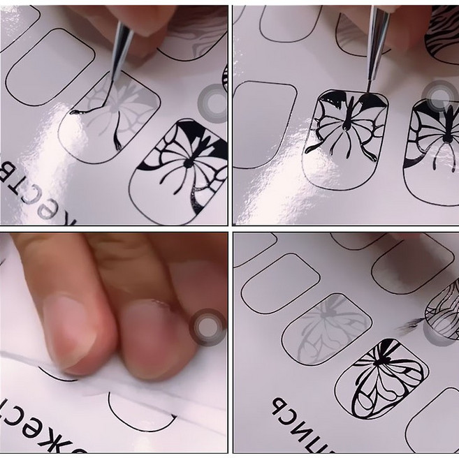 美甲彩繪練習板 線條練習, 1個, 彩繪揣摩練習板