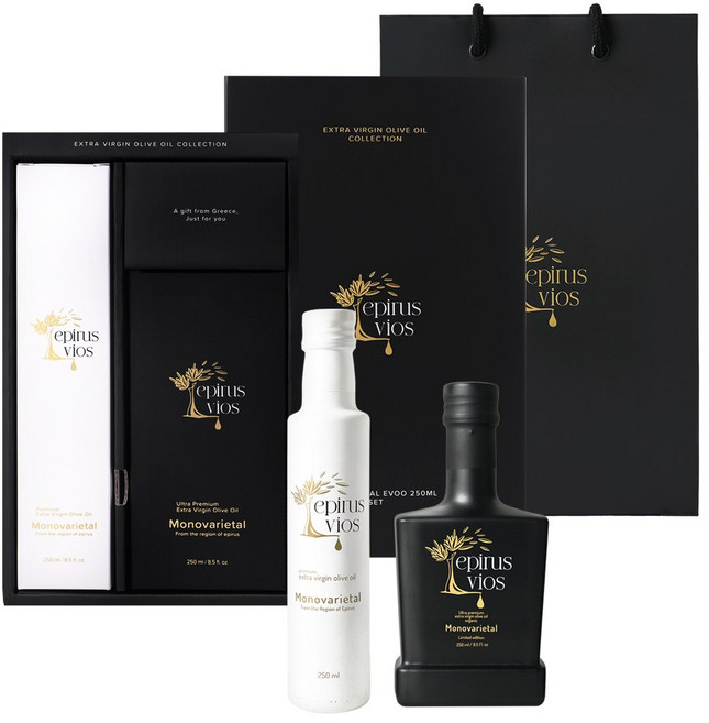 에피루스 비오스 프리미엄 엑스트라 버진 그리스 올리브 오일 선물세트 (250ml+250ml), 1세트
