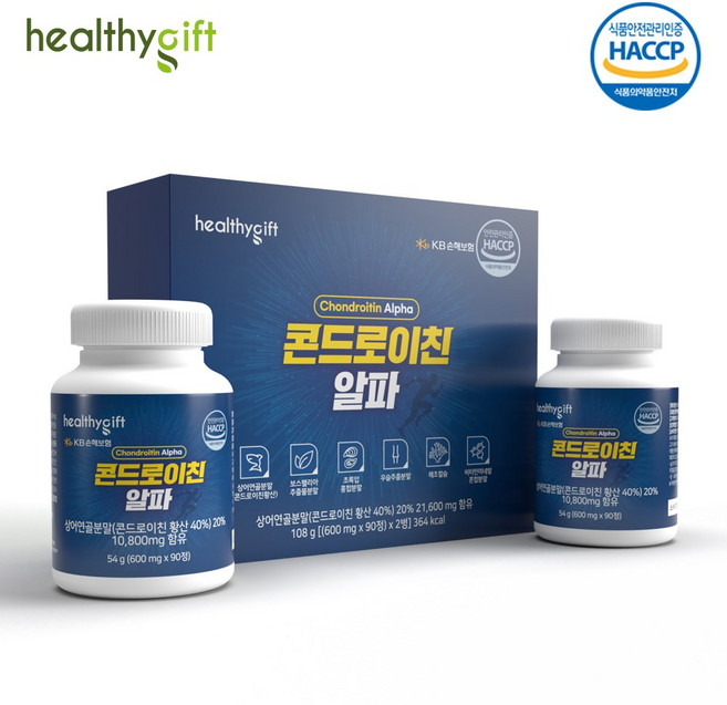 콘드로이친 정 식약처 인증 HACCP 상어 연골 보스웰리아 초록입홍합 우슬 분말 부모님 선물 세트, 1개, 1개, 90정