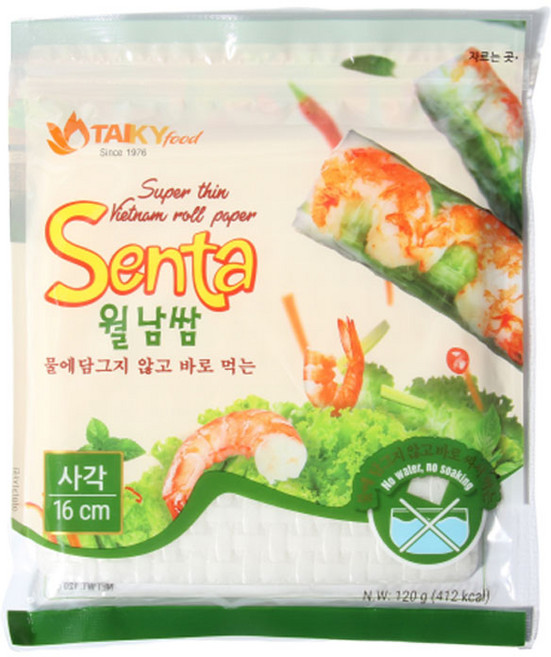 타이키 물없이 싸먹는 월남쌈 라이스페이퍼 사각 16cm, 3개, 120g