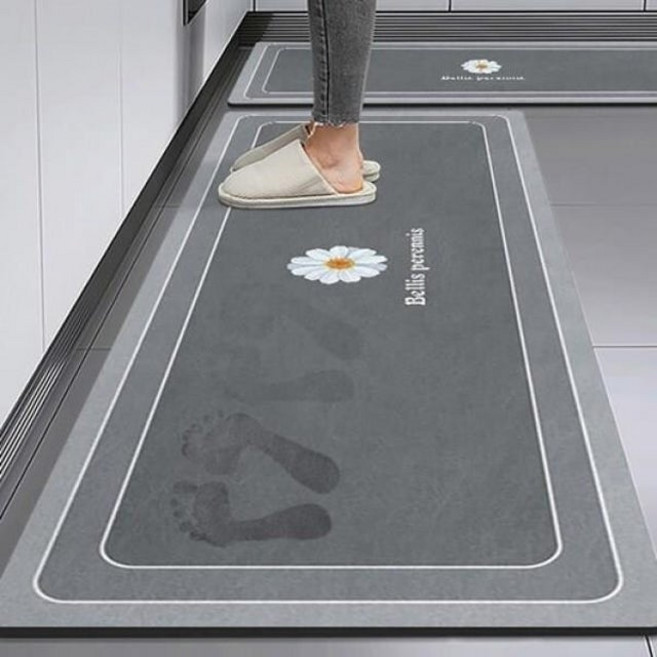 플레르영 빨아쓰는 규조토 주방 발매트 2종 세트, 40*60 + 40*120 cm x 그레이 x 1세트