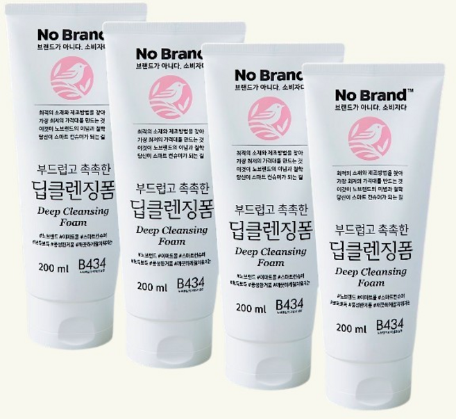 노브랜드 부드럽고 촉촉한 딥클렌징폼, 4개, 200ml