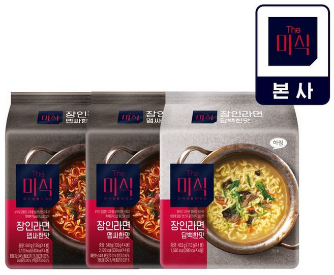 더미식 장인라면 맵싸한맛 8개+담백한맛 4개, 1세트
