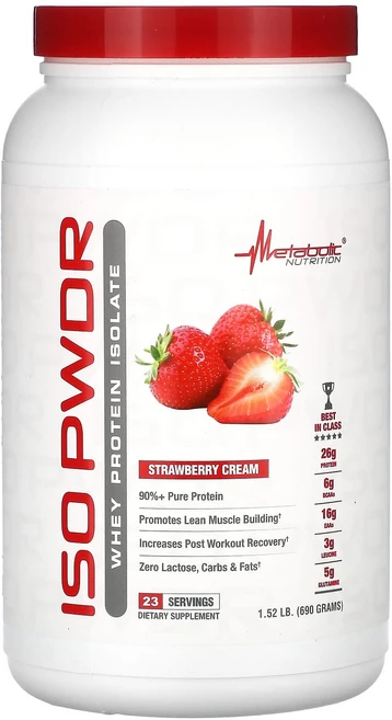 Metabolic Nutrition ISOpwdr 분리유청단백질 딸기 크림 690g(1.52lb), MetabolicNutritionISOpwdr분리유청단, 690g, 1개 - 쿠팡