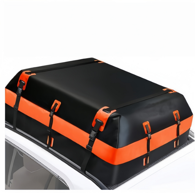 Kismetic 자동차 대용량 방수 루프백 차량용 캠핑용 외출용 루프박스 570L, 1개, 블랙 + 오렌지