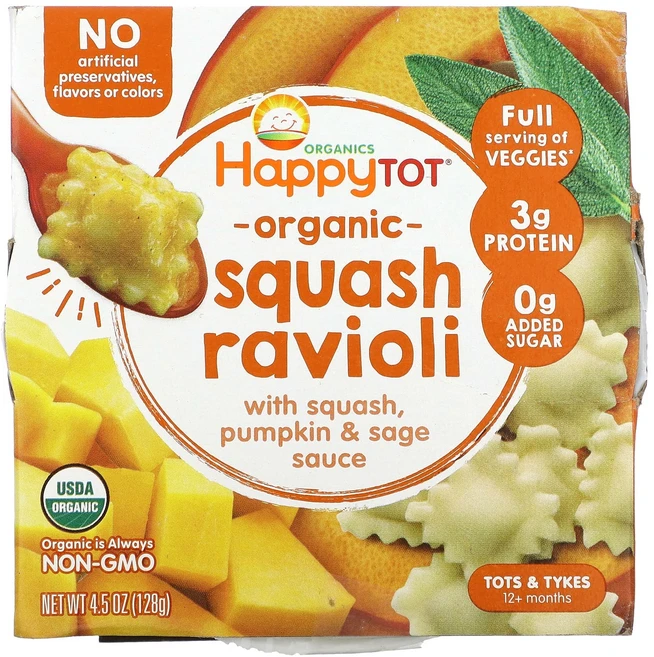 Happy Family Organics 오가닉 해피 타트 러브 마이 베지스 보울 스쿼시 라비올리 4.5 oz (128 g), HappyFamilyOrganics오가닉해피타트러브마이, 128g, 1개 - 쿠팡