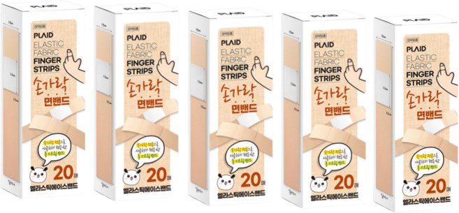 플레이드 손가락 면밴드, 5개, 20개입