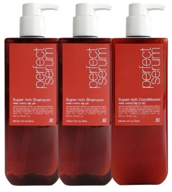 미쟝센 퍼펙트 슈퍼리치 세럼 샴푸 680ml x2 + 컨디셔너 - 쿠팡