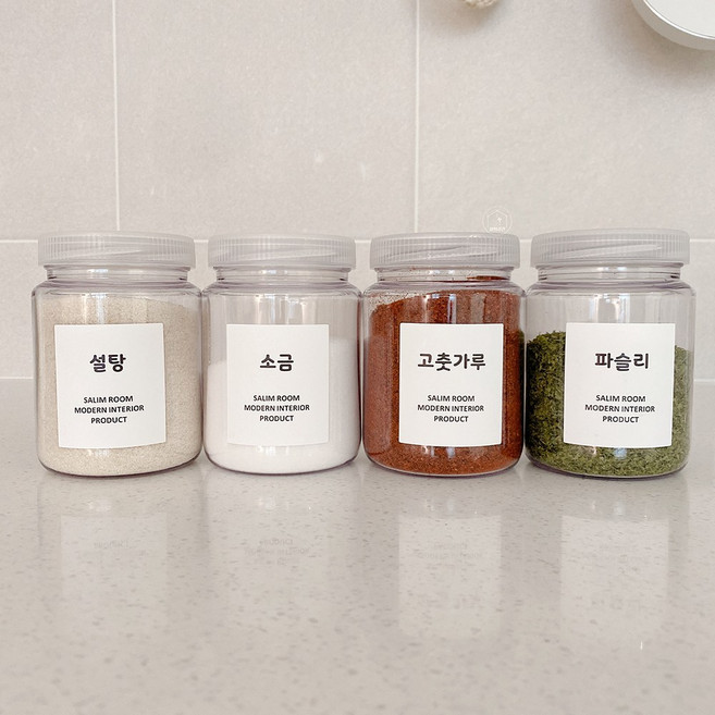 트라이탄 양념통 세트 (4개입+모던 15종+원형라벨 15종) 화이트, 1개, 트라이탄350ml 화이트 4개입 + 라벨 30종