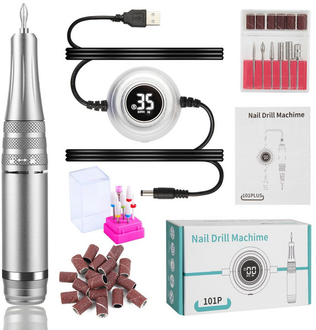 젤 네일 드릴 스케일러 풋헬퍼 손발톱 그라인더 스케일링 세신기, 35000RPM 실버 프리미엄 세트, 1개