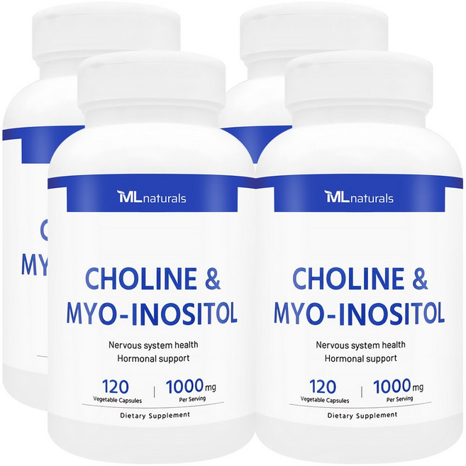 [미국빠른직구] 신제품 마이라이프 내추럴스 콜린 & 미오-이노시톨 1000mg, 4개, 120정