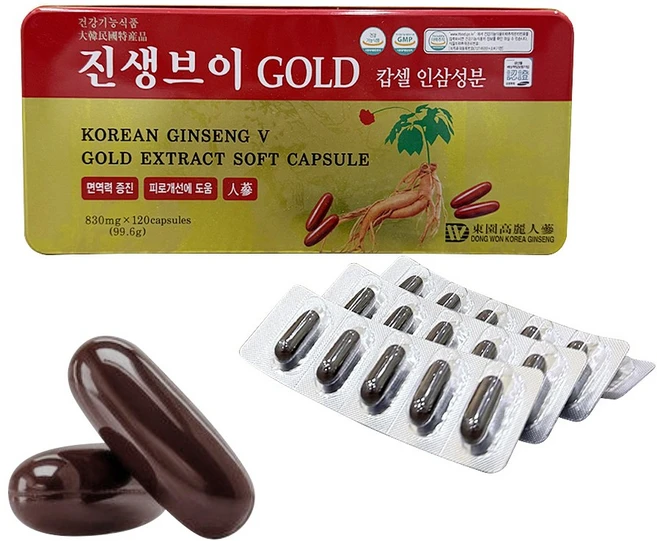 진생브이골드 인삼캅셀 인삼캡슐 120캡슐 40일분, 120정, 1개 - 쿠팡