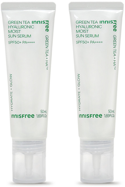 이니스프리 그린티 히알루론산 수분 선세럼 SPF50+ PA++++ 50mL 2개, 1개
