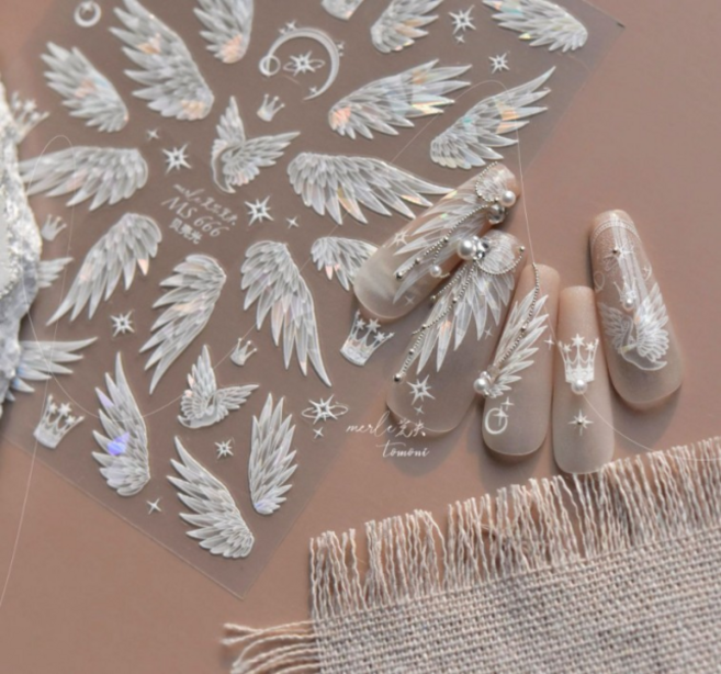 고네일 / 토모니 천사 날개 네일아트 스티커 MS-666, 1개