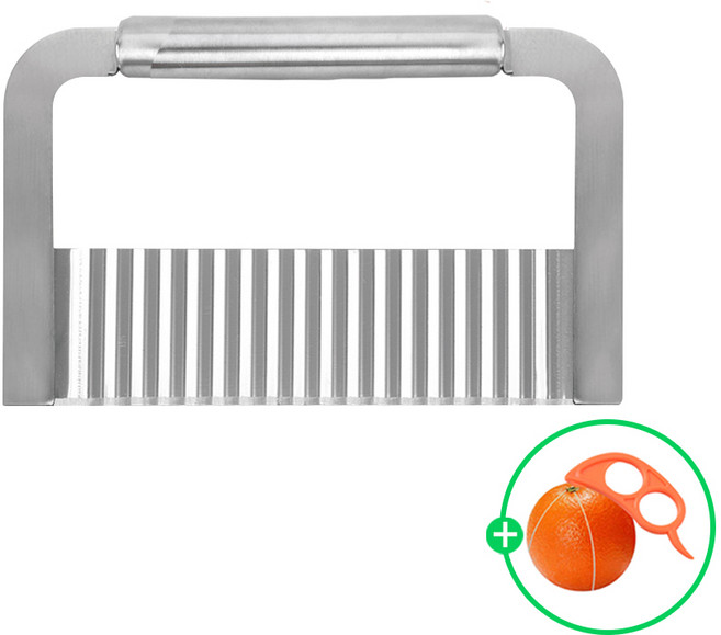 (물결 무늬칼 H타입 1P + 사은품: 오렌지까기 1P) 스텐 두부칼 웨이브 감자칼 모양칼 묵칼 피클웨이브칼 물결칼 피클칼 감자튀김칼 야채웨이브칼, 실버, 1개