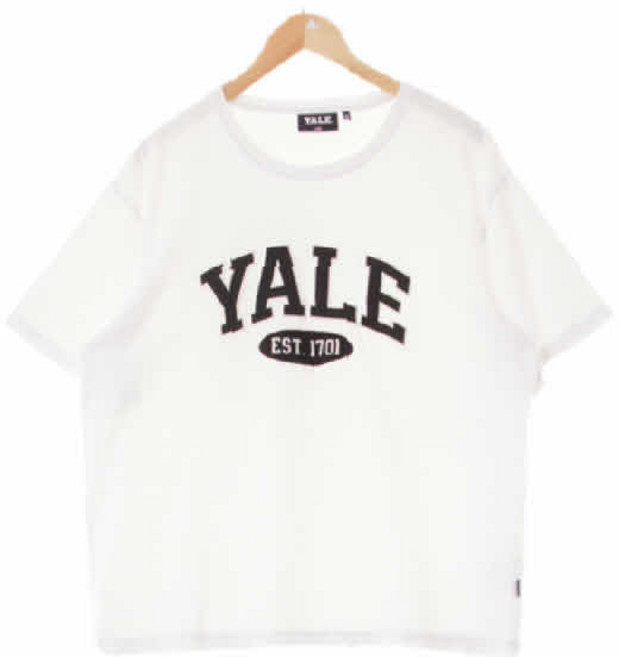 4053 예일 화이트 면 라운드넥빅로고패치반팔티 [XL]