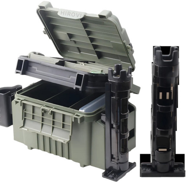 히로비 낚시 수납형 태클 박스, 1개, 그린