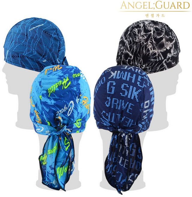 엔젤가드 1+1 머리두건 헤어 여름두건 쿨 냉감 등산 자전거 국산, 디지털블루 + 스카이블루