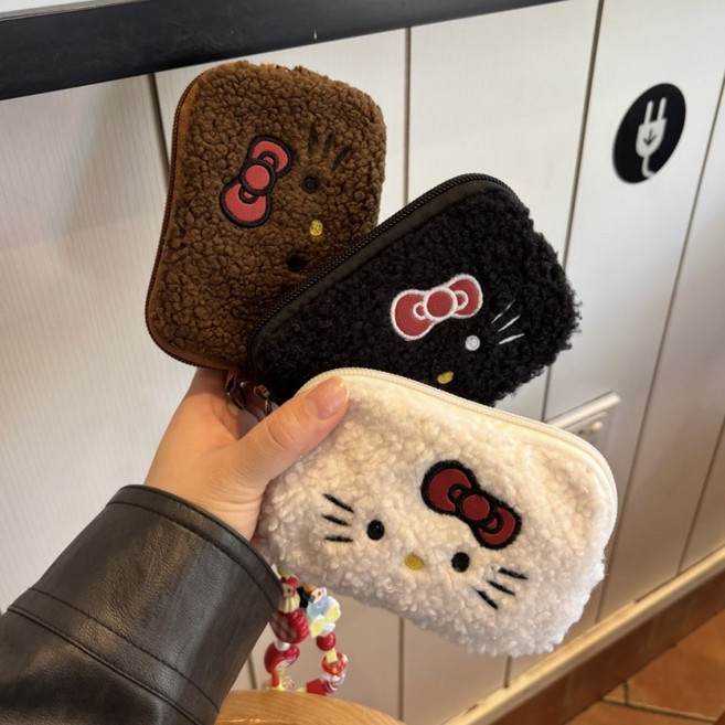 키티 뽀글이 동전지갑 캐릭터 미니 파우치