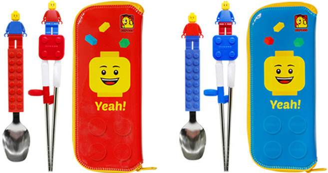 옥스포드 수저지퍼케이스세트 (숟가락+스텐젓가락+지퍼케이스) 블록 구디백, 옥스포드 수저지퍼케이스세트(블루), 1개