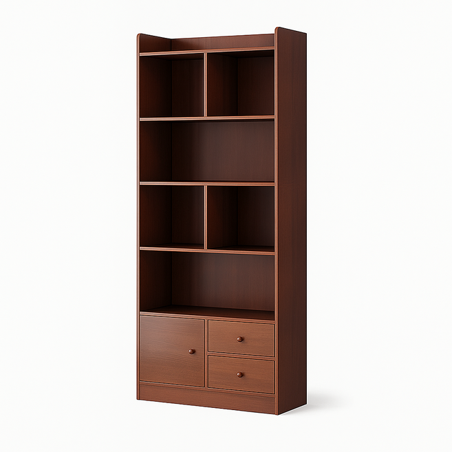 好的家居 簡約木質書櫃 書架/置物架/收納櫃, 厚度升級, 【胡桃色】, 5層