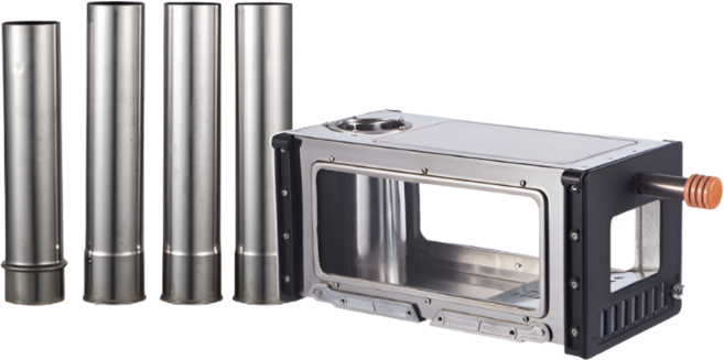 파이어코지 컴팩트한 화목난로 캠핑 난로 장작 불멍 감성 야외 가정용 캠핑장 난로, 스토브 굴뚝 가방 세트