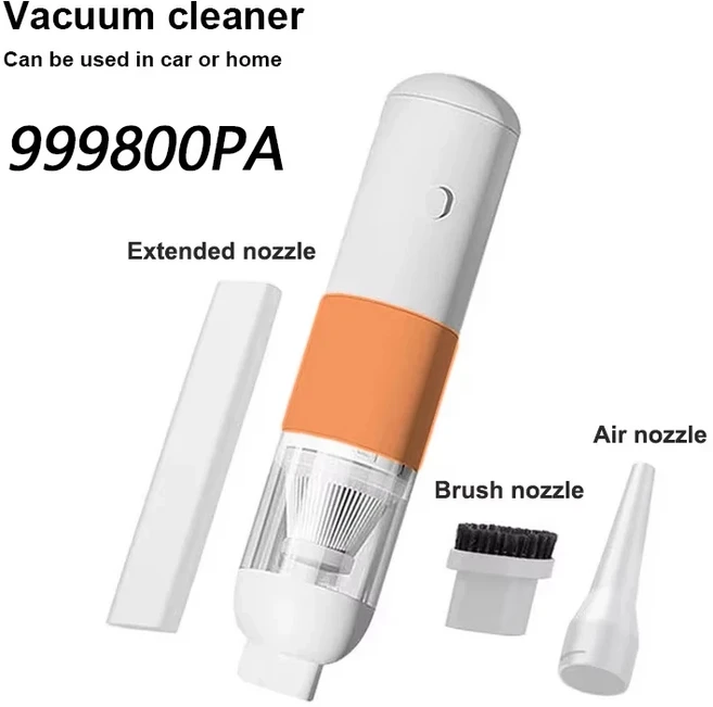 샤오미 미지아 자동차 진공 청소기 강력한 고출력 흡입 미니 무선 핸드헬드 사이클론 가정용 신제품, 02 White Orange Set