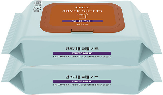 쿤달 시그니처 10배 초고농축 리치 퍼퓸 드라이시트 섬유유연제 블루밍 도손 본품, 80개입, 2개