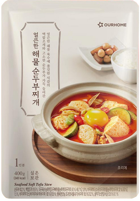아워홈 얼큰한 해물 순두부찌개 400g, 1개