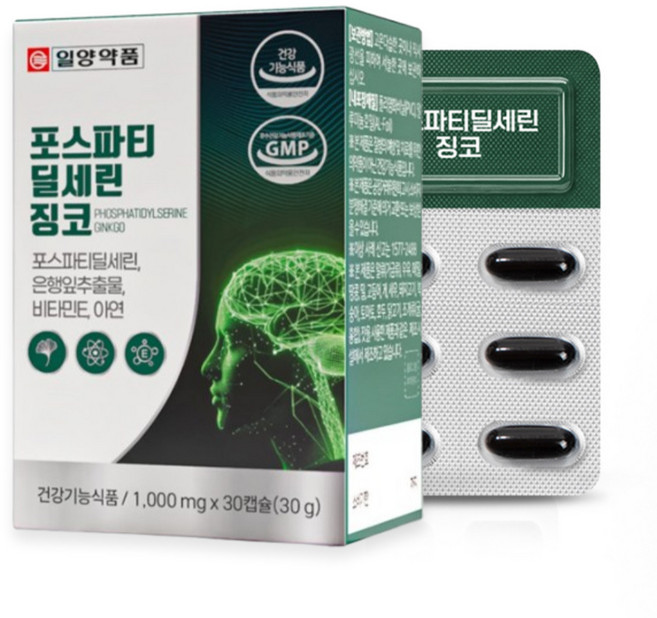 포스파티딜세린 300mg PS 인지력 기억력 포스타티딜세린 은행잎추출물 징코 아연 영양제 식약청인증, 1개, 30정