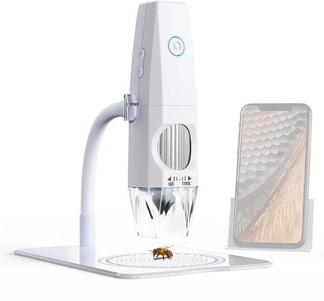 와이파이 디지털 현미경 휴대용 전자 현미경 C 타입 휴대폰 PC 연결 사진 비디오 촬영 8 LED 조명 1000X 2, 01 WHITE, 01 WHITE