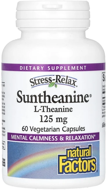 Natural Factors Stress-Relax Suntheanine l-테아닌 250mg 베지 캡슐 60정(캡슐당 125mg), 60정, 1개 - 쿠팡