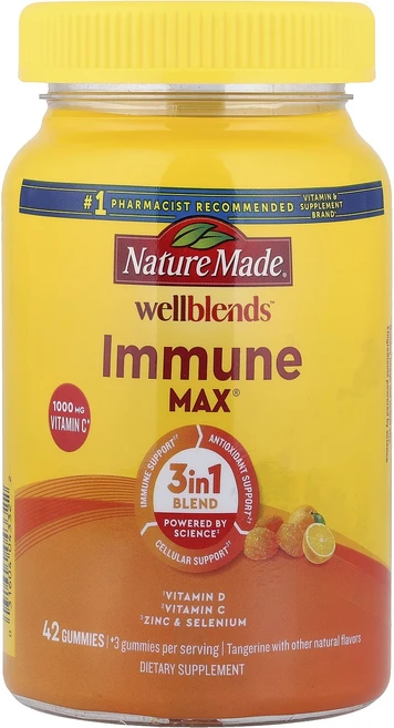 단백질 비타민 철분 마그내슘 칼슘 Nature Made Wellblends™ ImmuneMax® 구미젤리 귤 맛 구미젤리 42개 고루고루섭취해주세요, NatureMadeWellblendsImmuneMax구 - 쿠팡