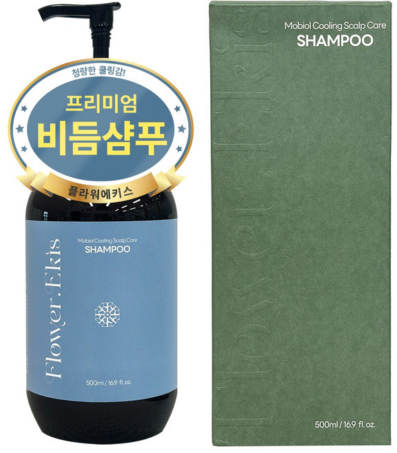 플라워에키스 멘톨 판테놀 유산균 한방특허성분 두피케어 쿨링 비듬샴푸, 1개, 500ml
