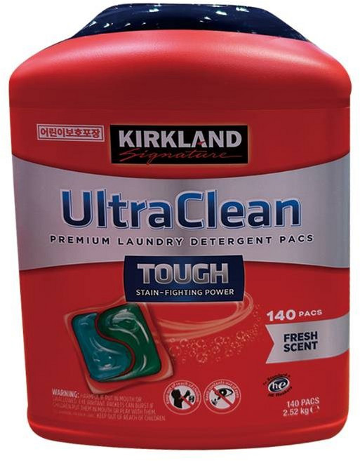 커클랜드 울트라클린 세탁세제 캡슐 140개입 (프레시향/정품) 강력한 얼룩제거 HE세탁기 호환 (넘버즈인 마스크팩 증정), 1박스