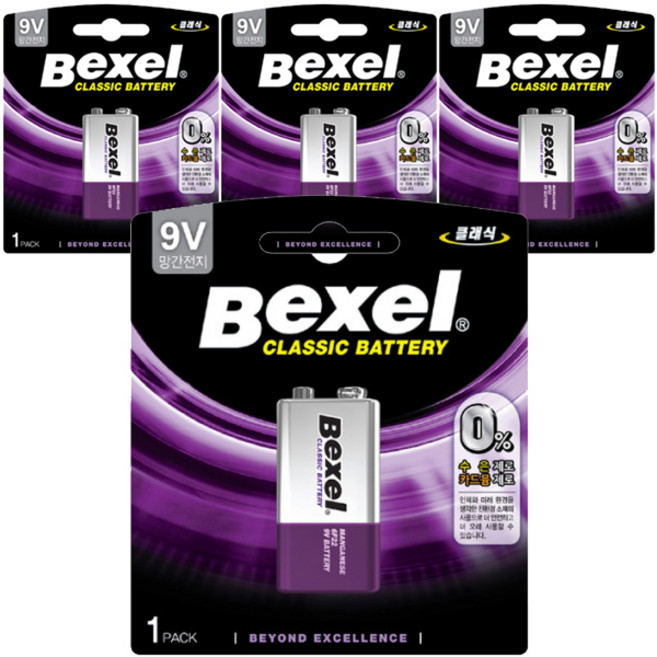 벡셀 망간 건전지 9V 카드형 1입X4개(4알), 4개입, 1세트