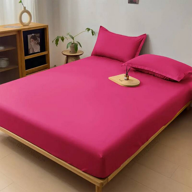 방수 장착 침대 시트 매트리스 패드 통기성 침대보 커버 싱글 더블 킹 퀸용 보호대, 6. Pink Red